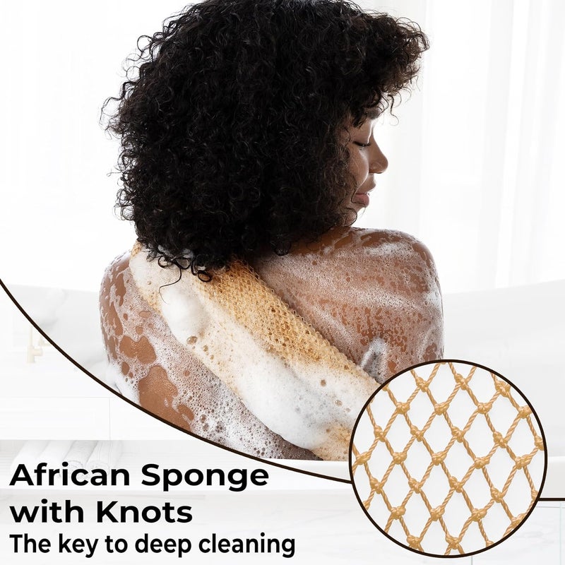MINISENTIALS African Net Sponge Authentic with Knots - Afroscrub Exfoliating Net Sponge for Body Scrubber Exfoliator - Real African Bath Back Scrubber Washcloth Travel Protable and Dry Quickly - Image 5